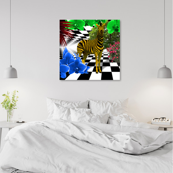 Feeby Obraz na płótnie Kolorowa zebra natura zwierzęta 30x30
