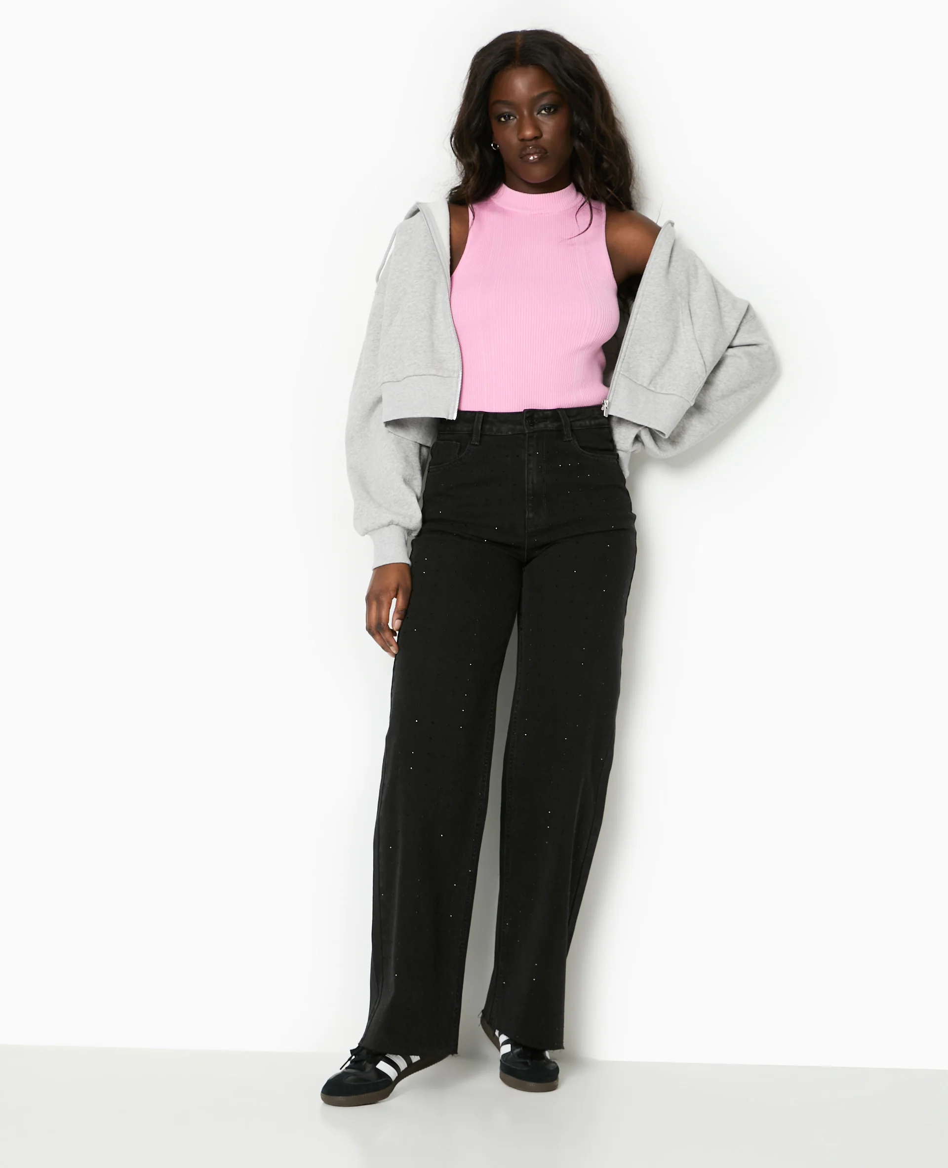 Top sans manches en maille côtelée