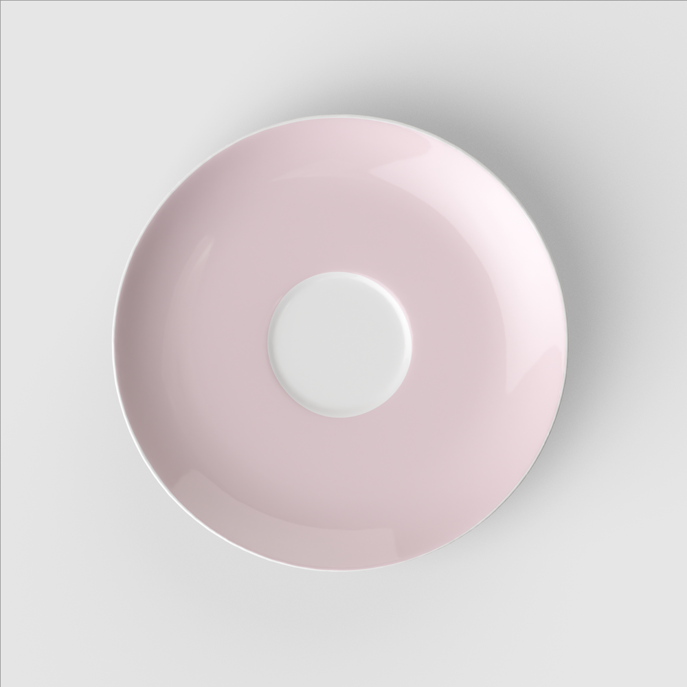 Rose Garden White coffee cup saucer - Pink, 6.9'', Premium Porcelain