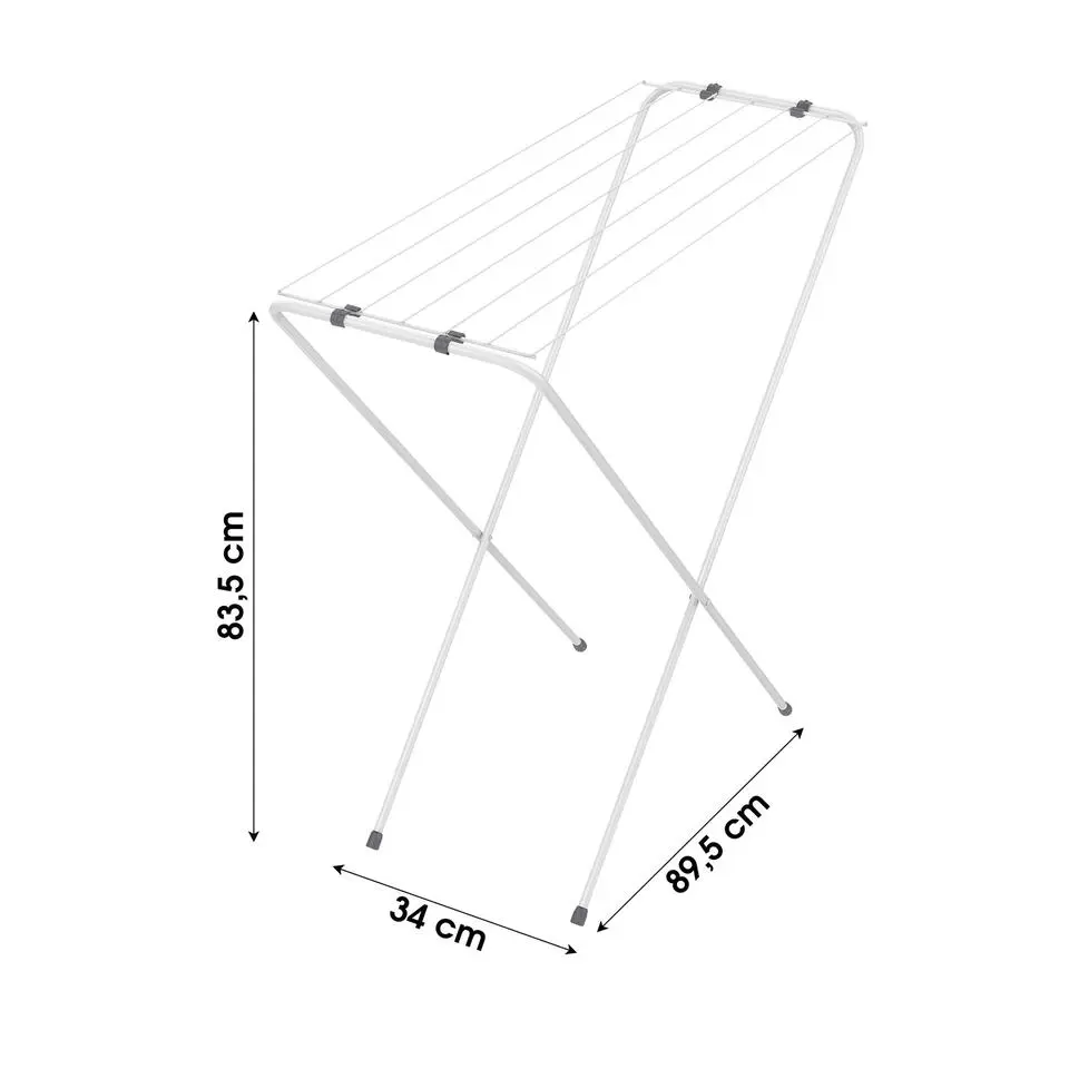 Urban Living Wasrek/droogrek - wit - metaal - 83 x 89 x 34 cm