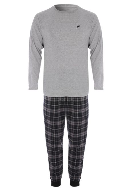 Mens Grey Check Woven Pyjama Set