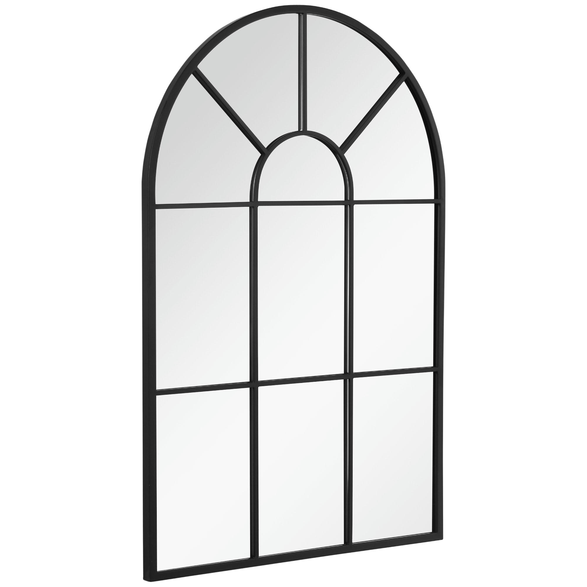 - Miroir mural aspect verrière style classique chic métal noir verre