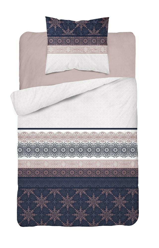 Pościel 140x200 glamour ornamenty granatowa pudrowa 3835 B Bawełna 88