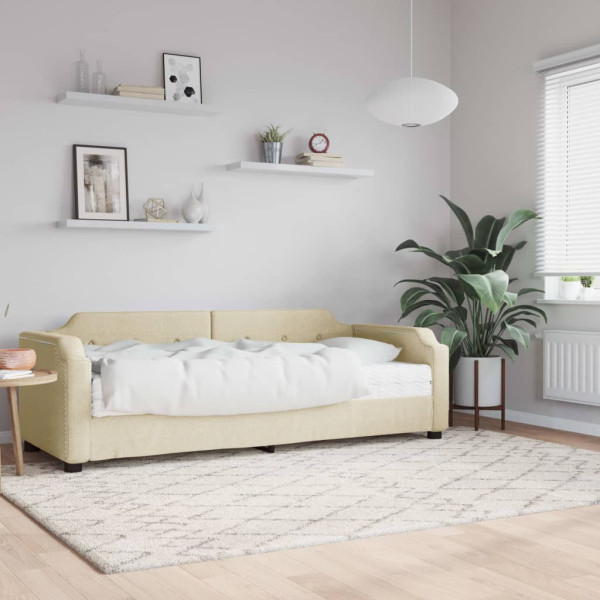 Łóżko kontynentalne z materacem kremowe do sypialni pokoju 80x200 cm,