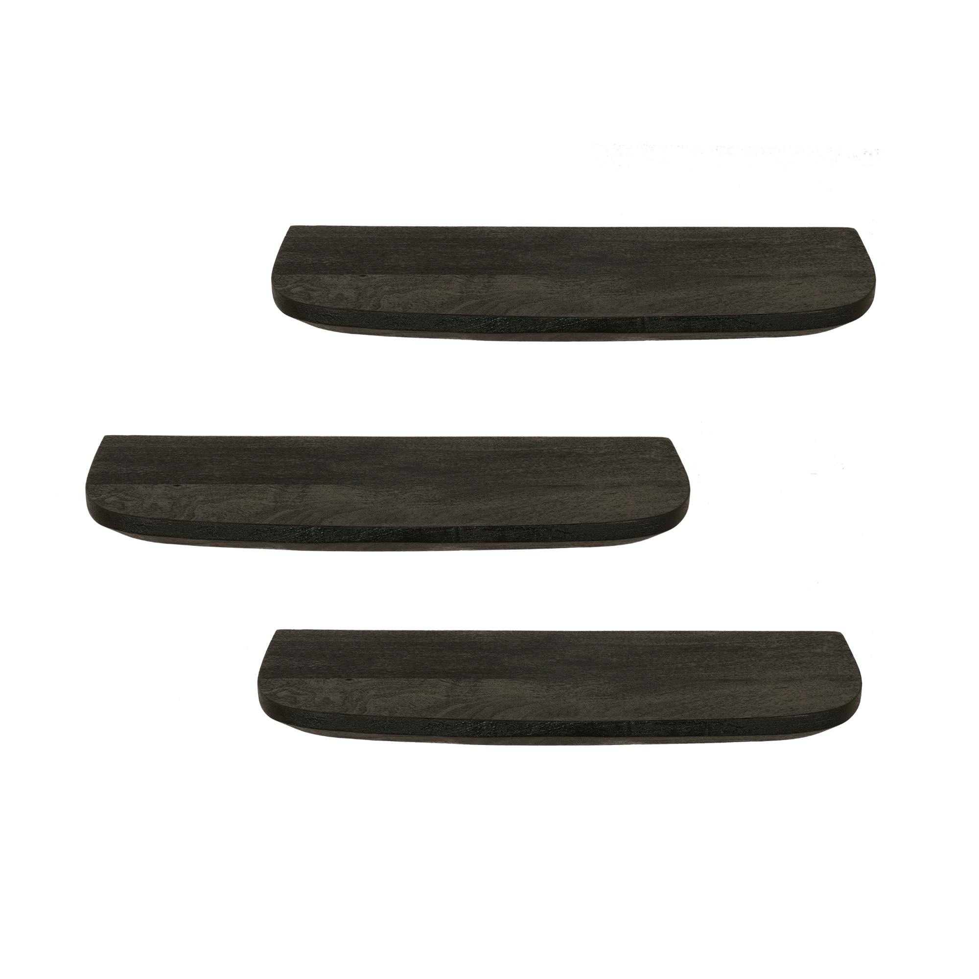Etagère murale en bois noir 60 cm (lot de 3) ALMA