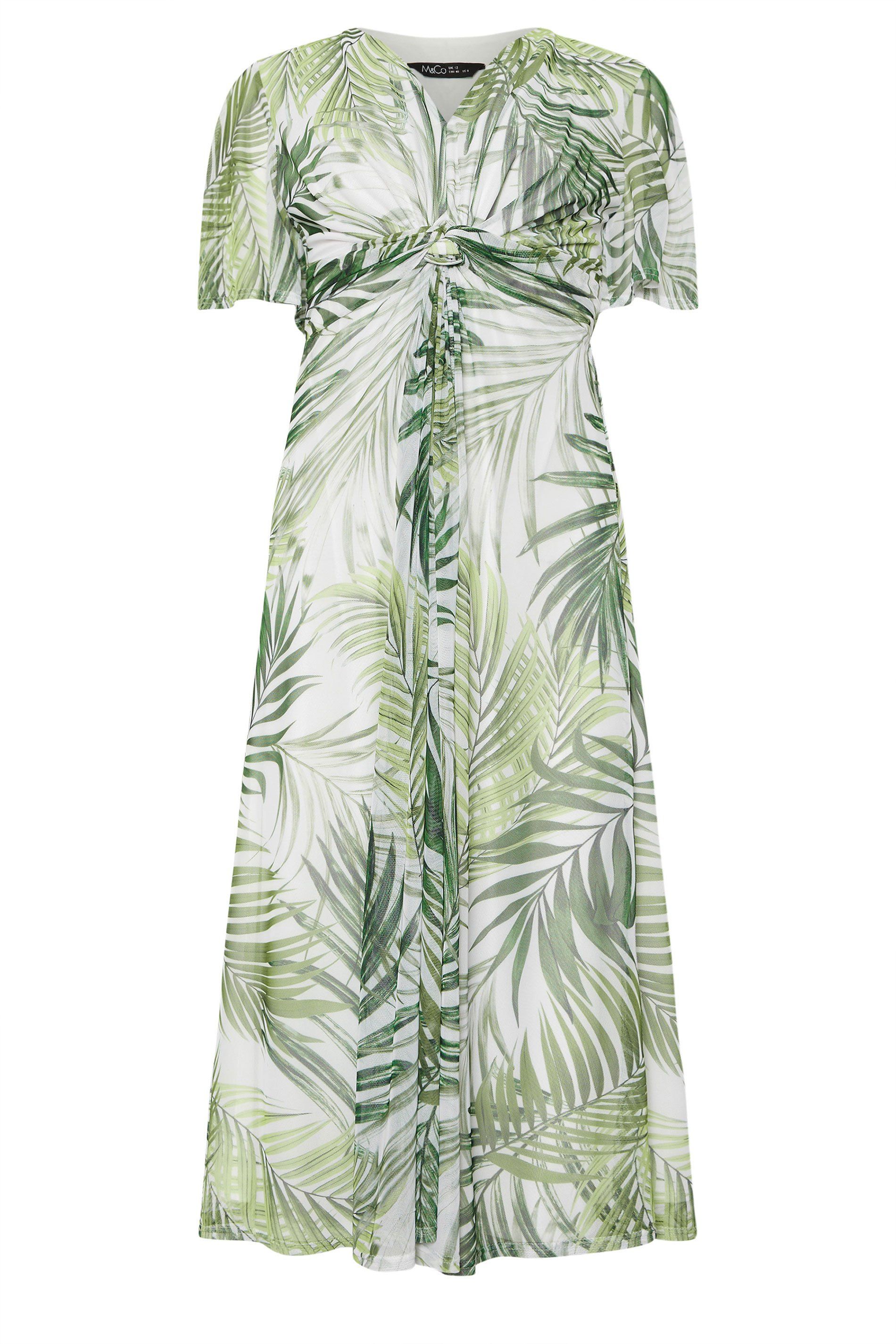 M&Co Palm Print Twist Midi Dress