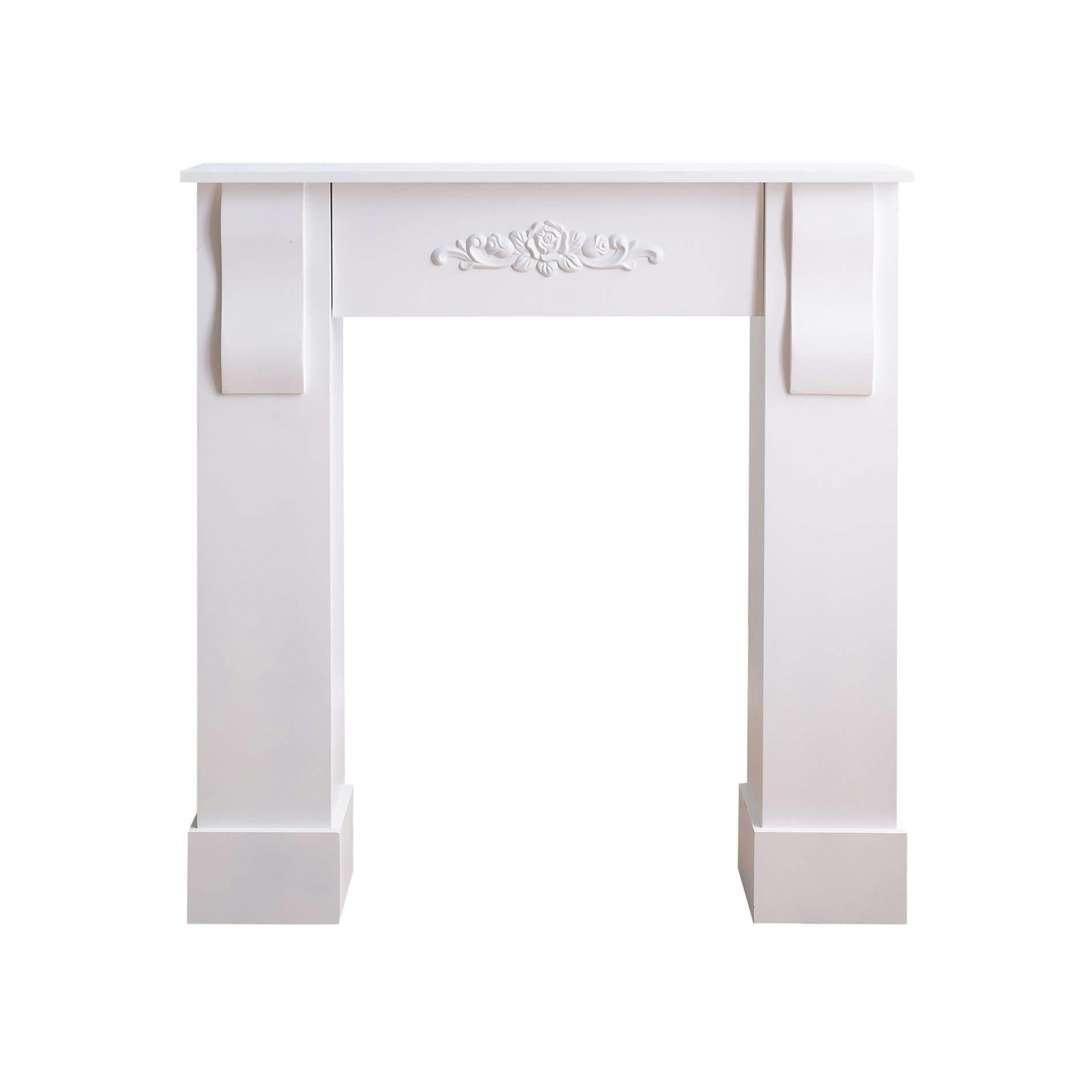 PARIS - Manteau de cheminée avec décoration florale 93x22,5x92 en mdf blanc