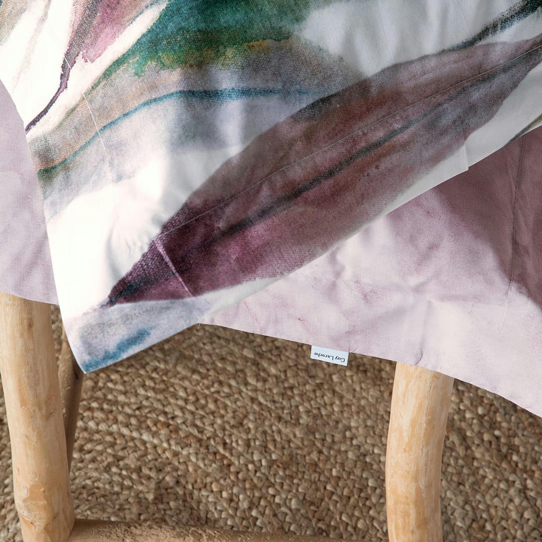 - 2 Taies d'oreiller en percale de coton 65x65 cm mauve