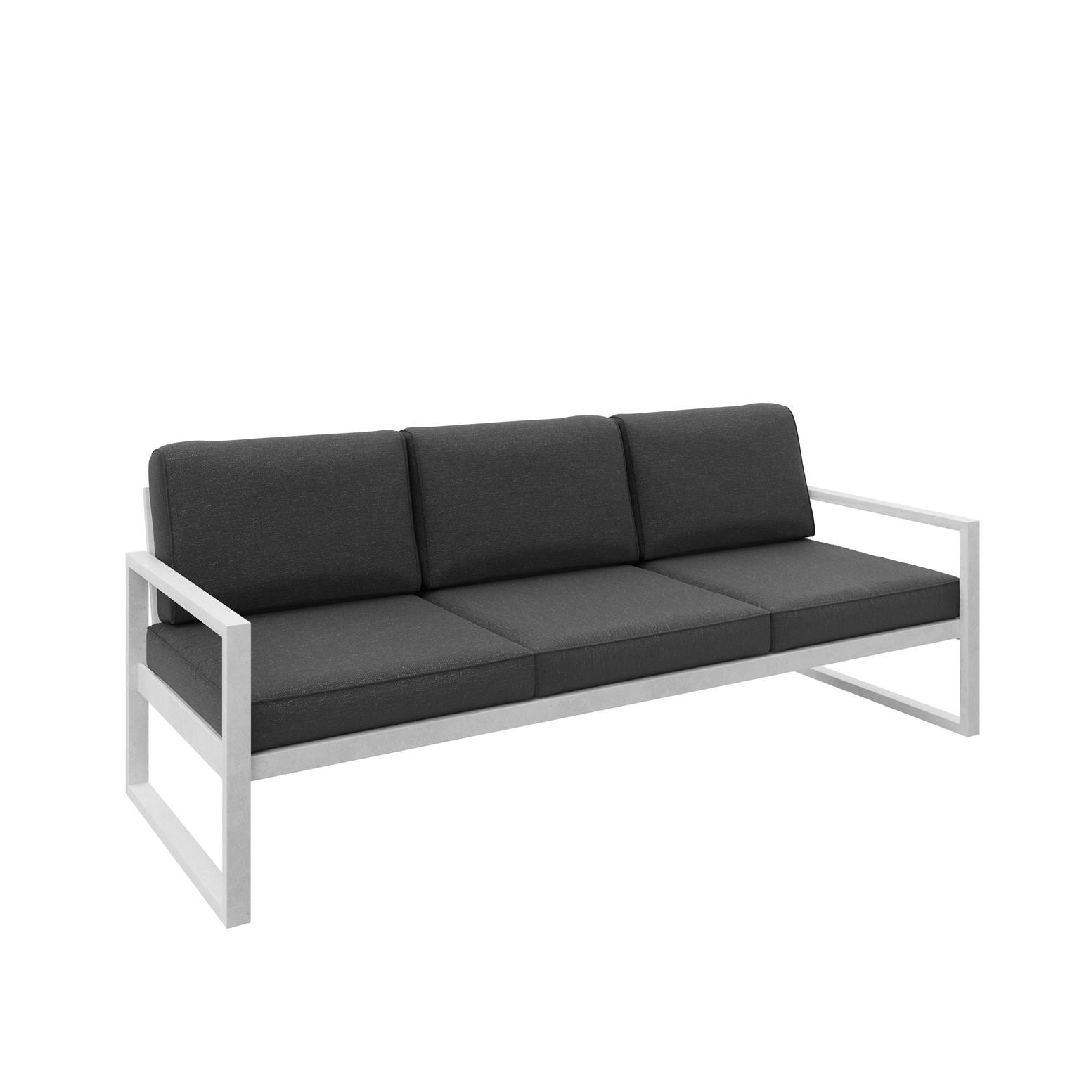 Sofa ogrodowa 3-osobowa ALICANTE grafitowa z białym stelażem