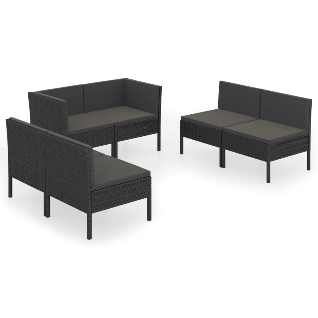 Zestaw wypoczynkowy do ogrodu Czarny Technorattan 4x sofa środkowa   2x