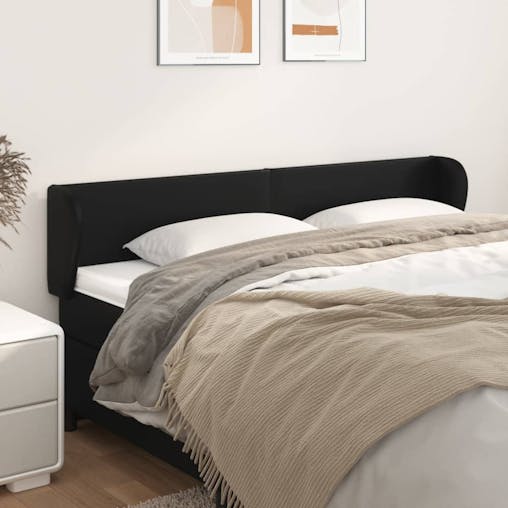 NNEVL Headboard with Ears Black 163x23x78/88 cm Faux Leather