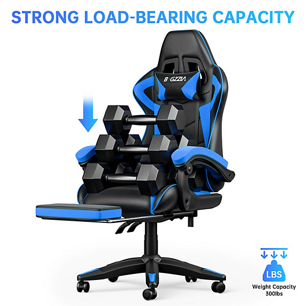 Chaise Gaming avec Repose-Pieds, Ergonomique PU Cuir Chaise Bureau, Hauteur Réglable,avec Lombaire&Appui-Tête Appui