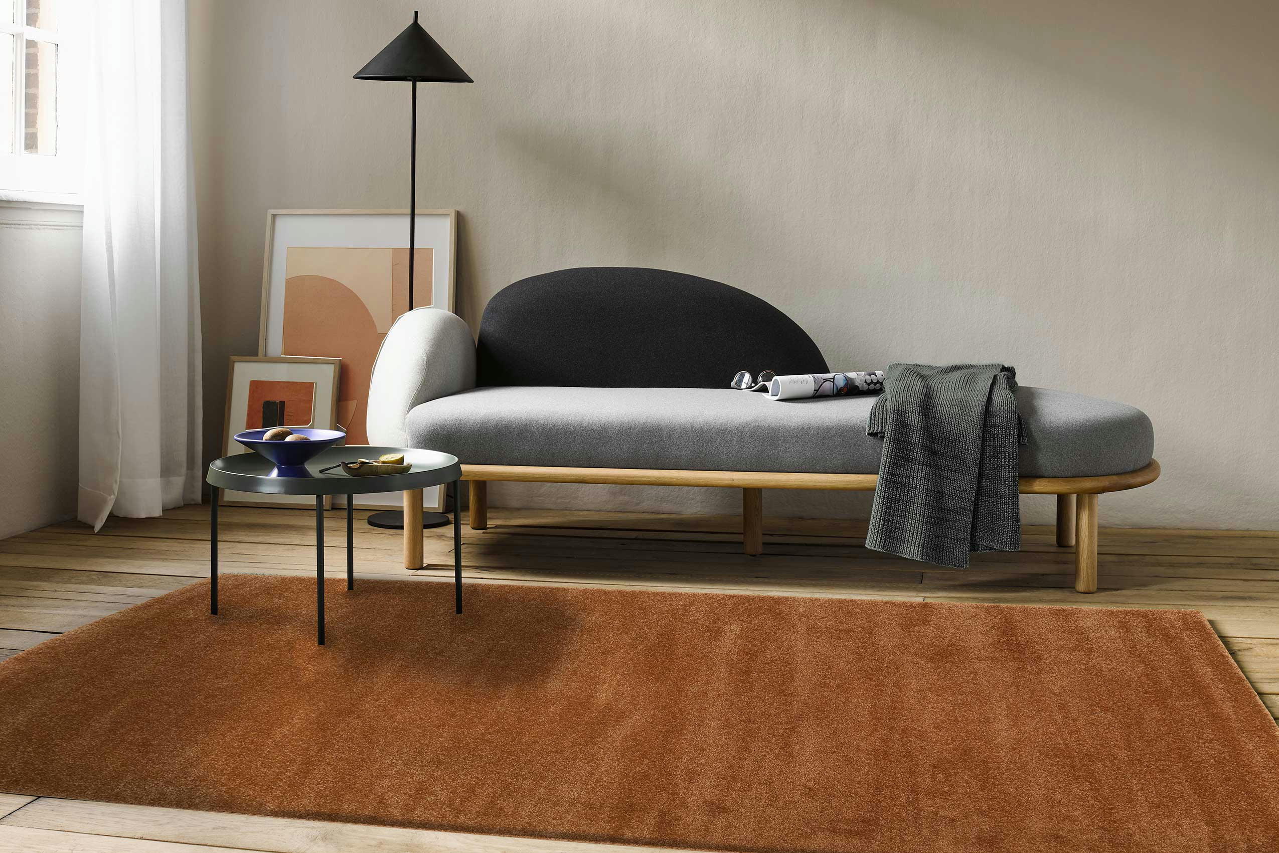 CALIFORNIA - Tapis uni cuivre caramel chiné belle densité 160x225