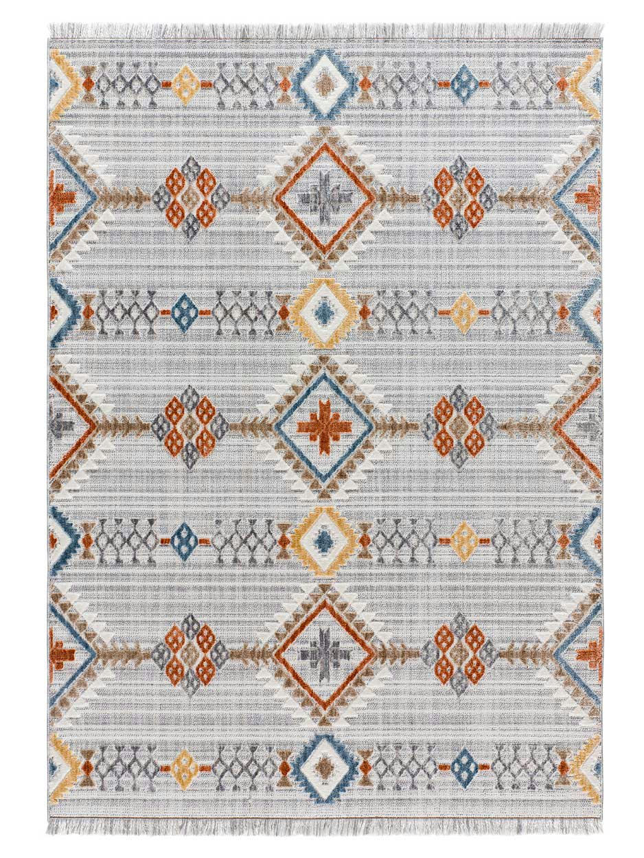 BROADWAY - Tapis ethnique avec relief et franges, multicolore, 77X150 cm