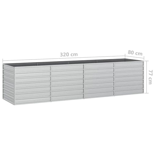 NNEVL Garden Raised Bed 320x80x77 cm Galvanized Steel Silver