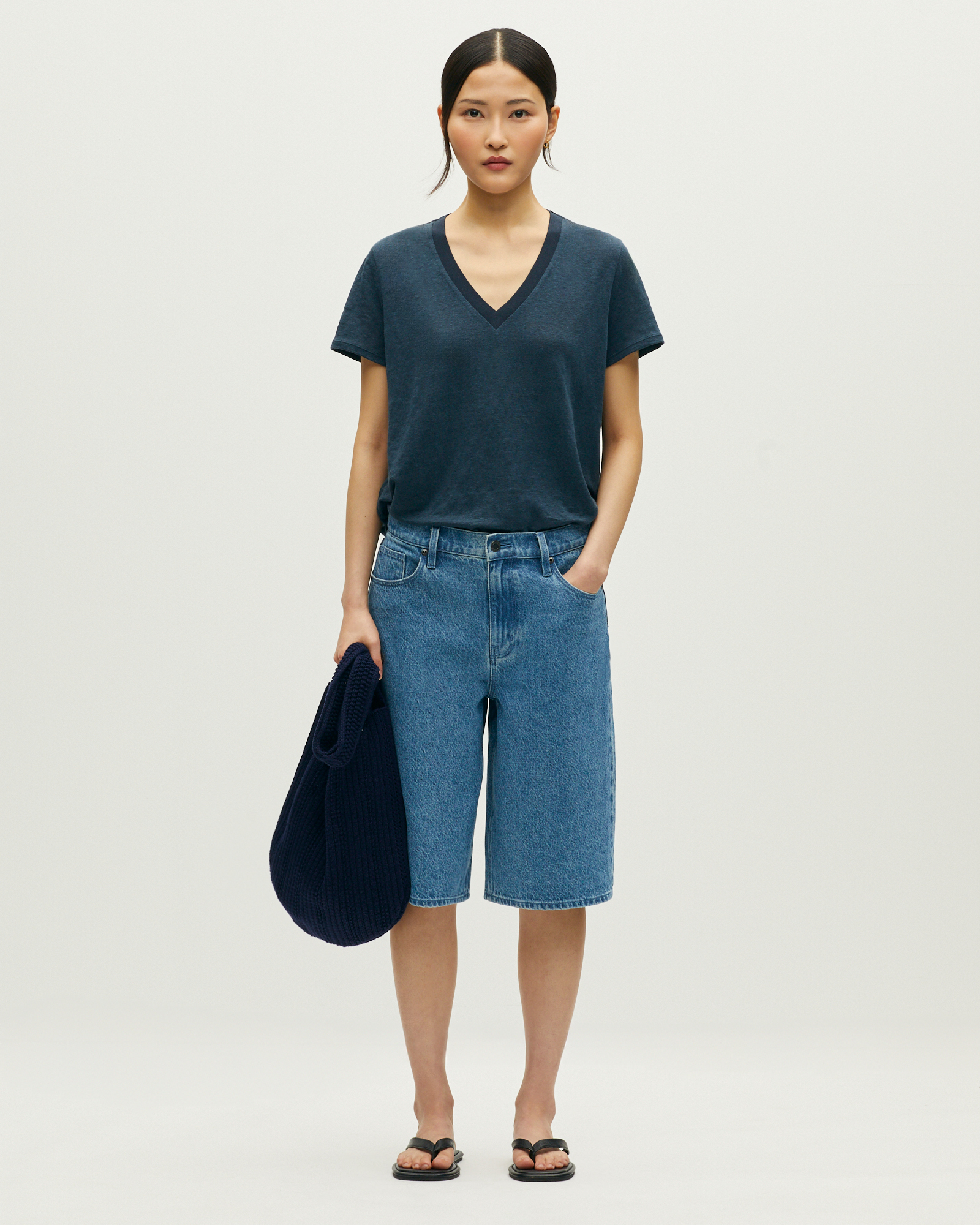 T-shirt col V en lin SARAH