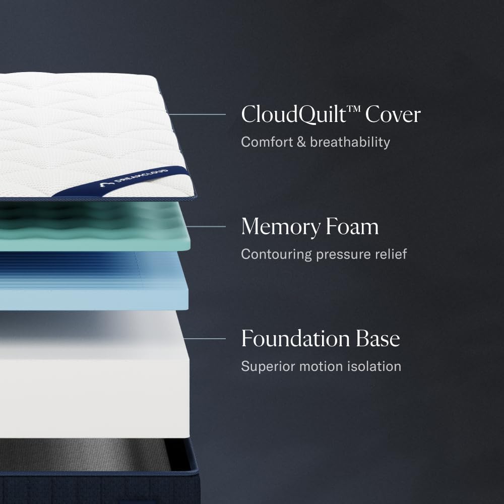 DreamCloud Classic 12 Queen Mattress - Memory Foam - 365 Night Trial - Back Pain Relief - Fiberglass Free - Forever Warranty - Mattress in a Box - CertiPUR-US® Certified