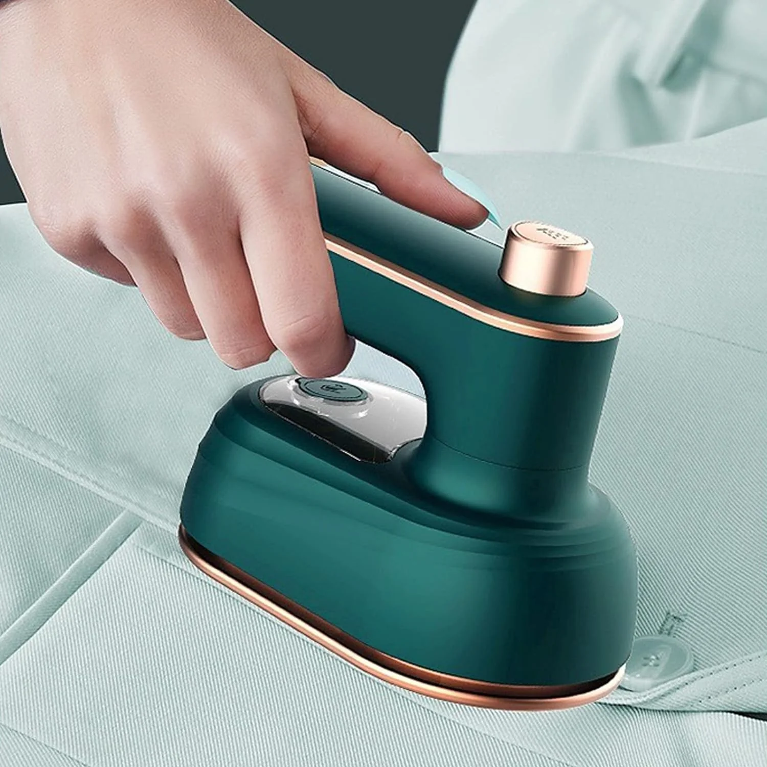 Portable Mini Ironing Machine, Upgrade Foldable 180�� Rotated Portable Mini Handheld Ironing Machine for Clothes, Handheld Steam Iron - Non-Stick Ceramic Soleplate Home Traveling(Green)