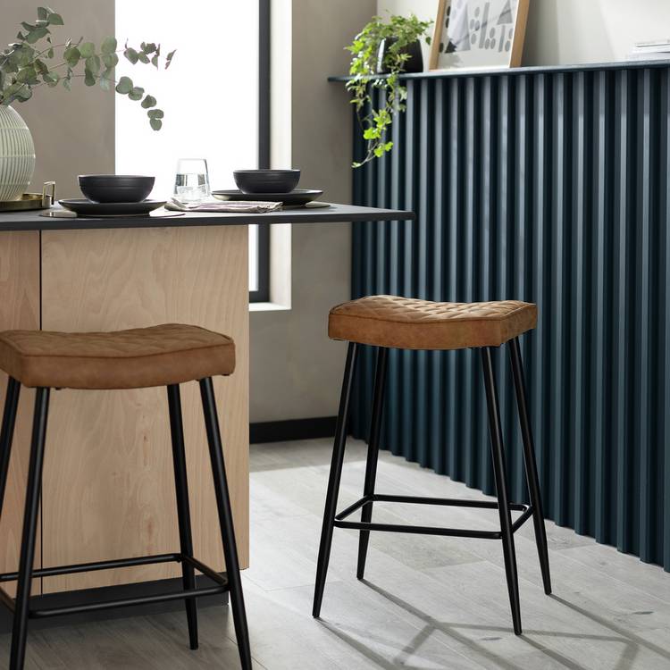 Habitat Kysen Faux Leather Counter Bar Stool - Tan