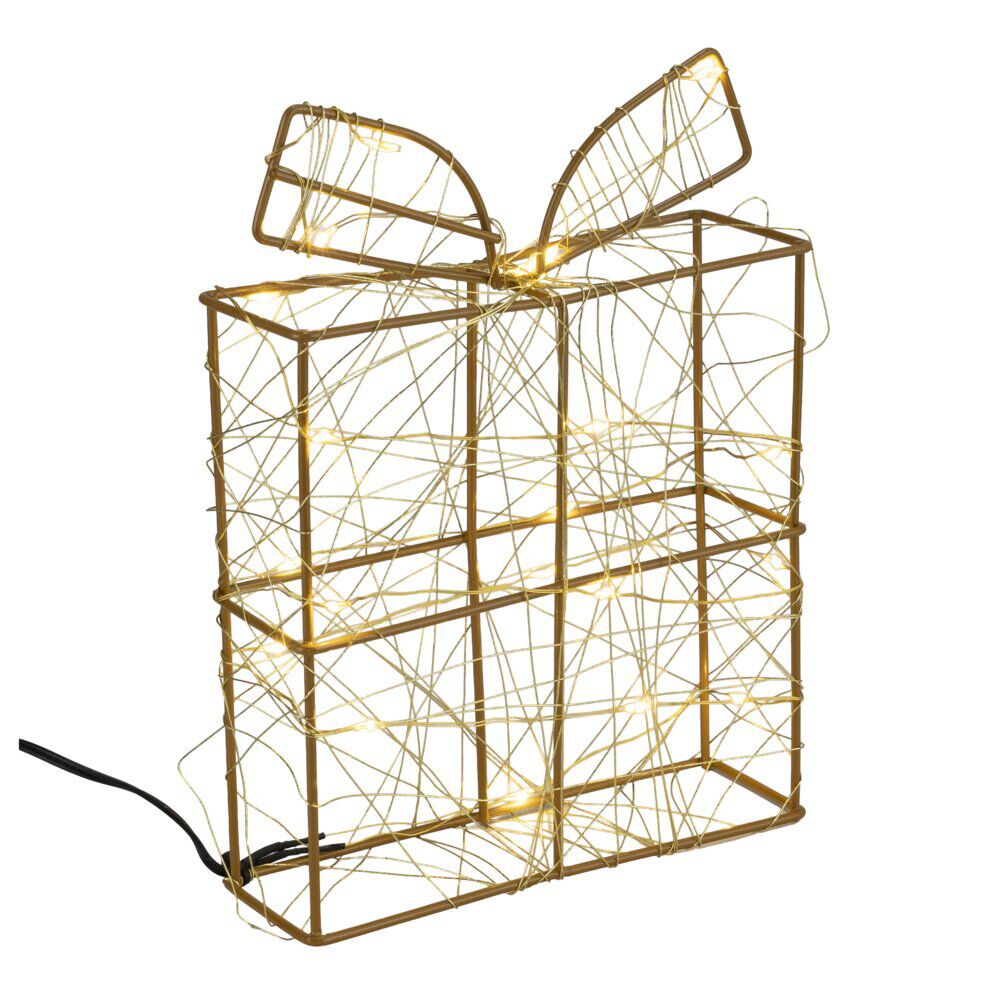 Décoration de No&euml;l LED cadeau lumineux en métal 15x5xH20cm