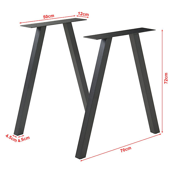 Lot de 2 pieds de table Heustreu acier 72 x 70 cm noir en.casa
