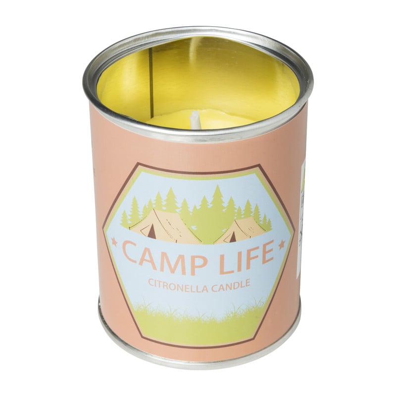 Citronella kaars camping life - rond blik - &Oslash;7.5x9.5 cm