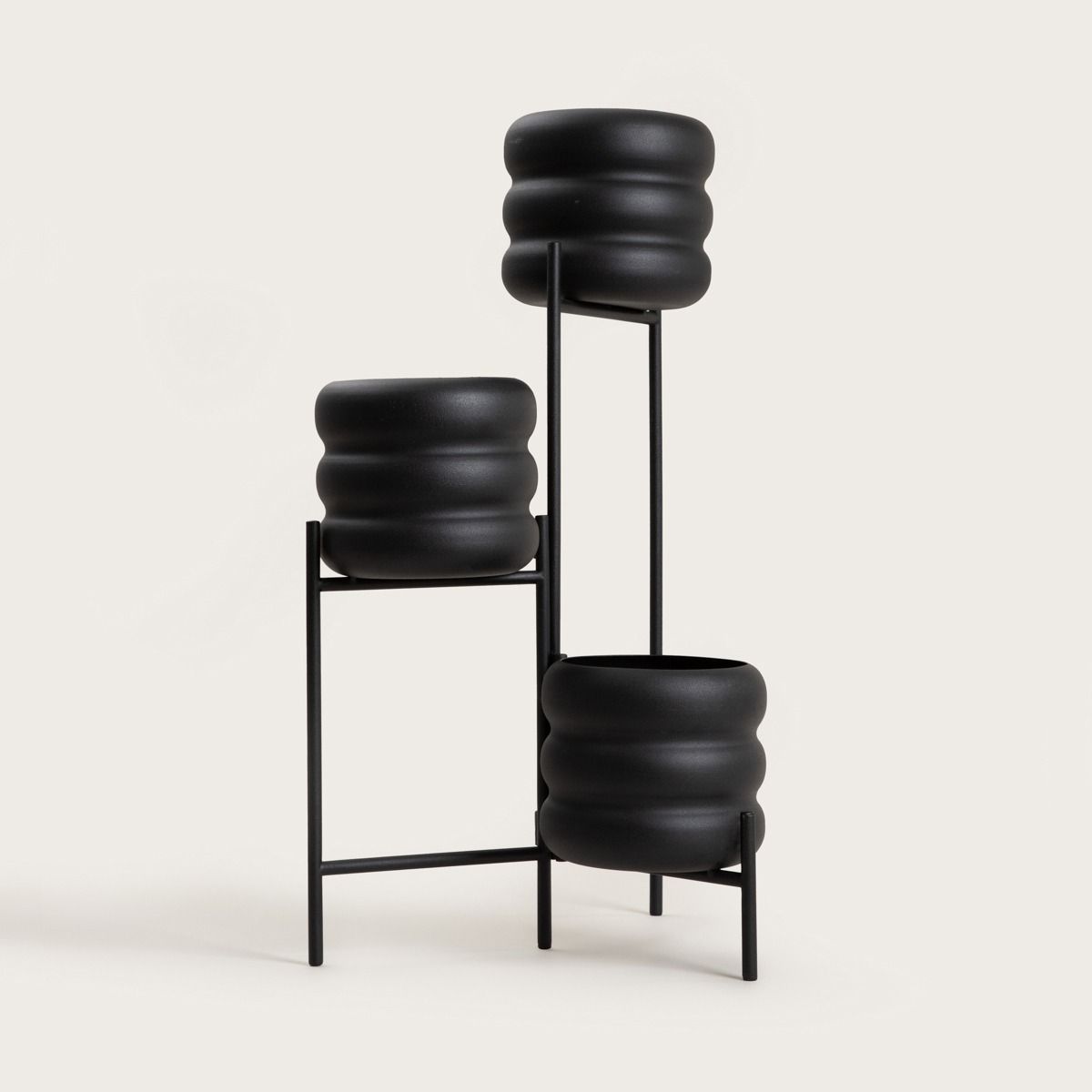 Kwietnik BUUBLE potrójny czarny 36x25x60 cm