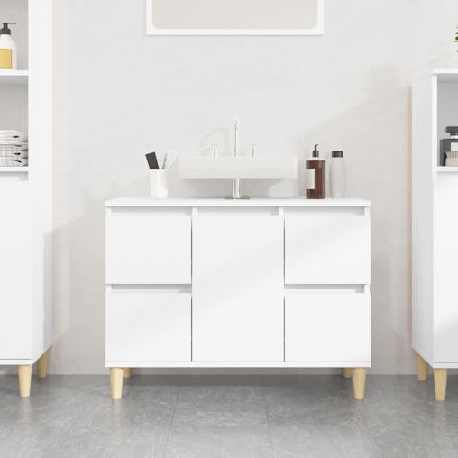 NNEVL Sink Cabinet White 80x33x60 cm Engineered Wood