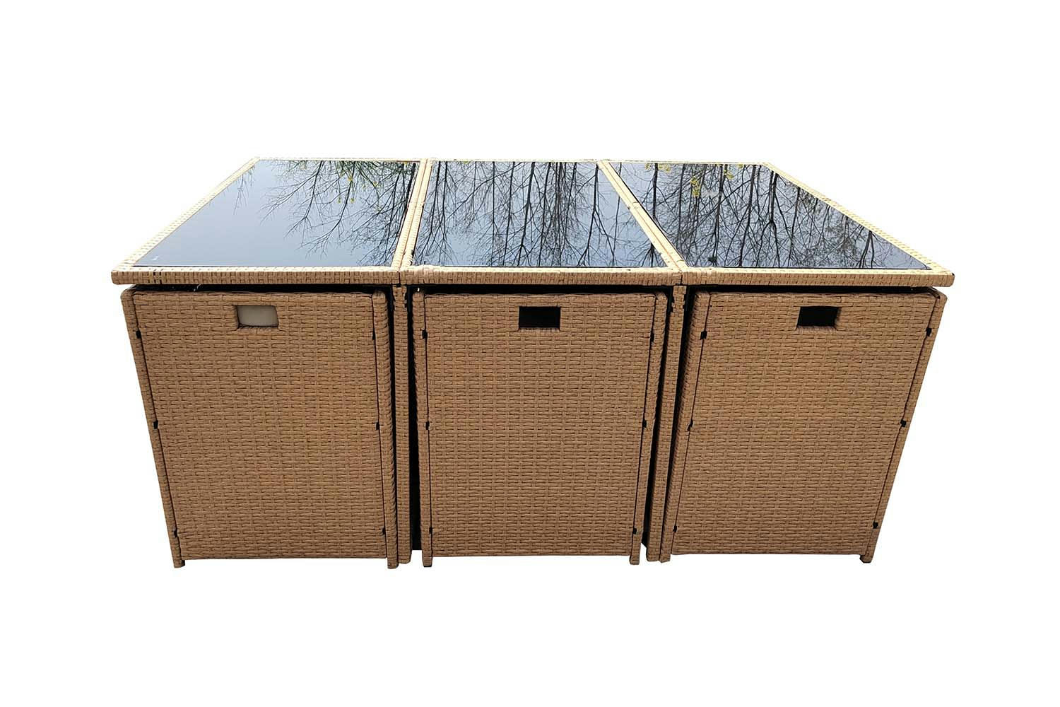 FLORIDA - Salon de jardin résine tressée naturel 10 places