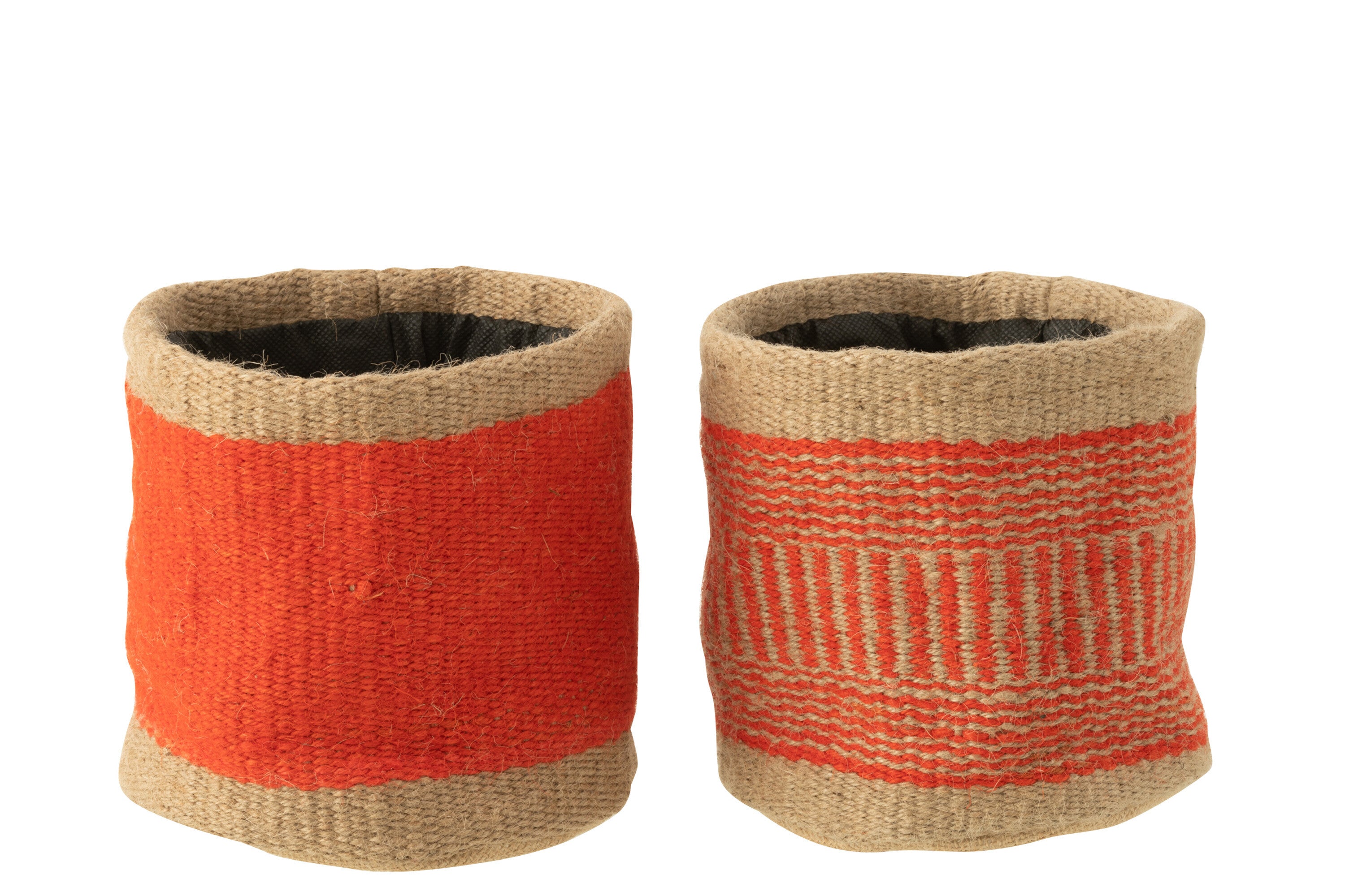 J-Line mand Rond + Band - jute - naturel oranje - large - 2