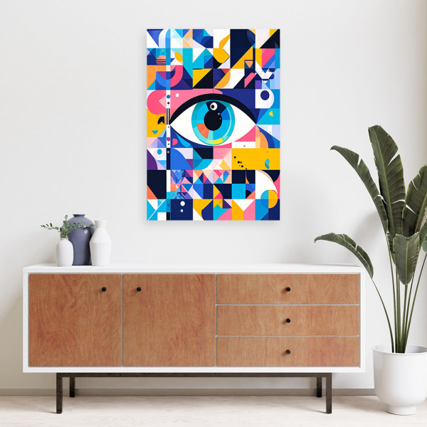 Obraz do salonu sypialni biura, Minimalistyczne oko w stylu Bauhaus 20x30