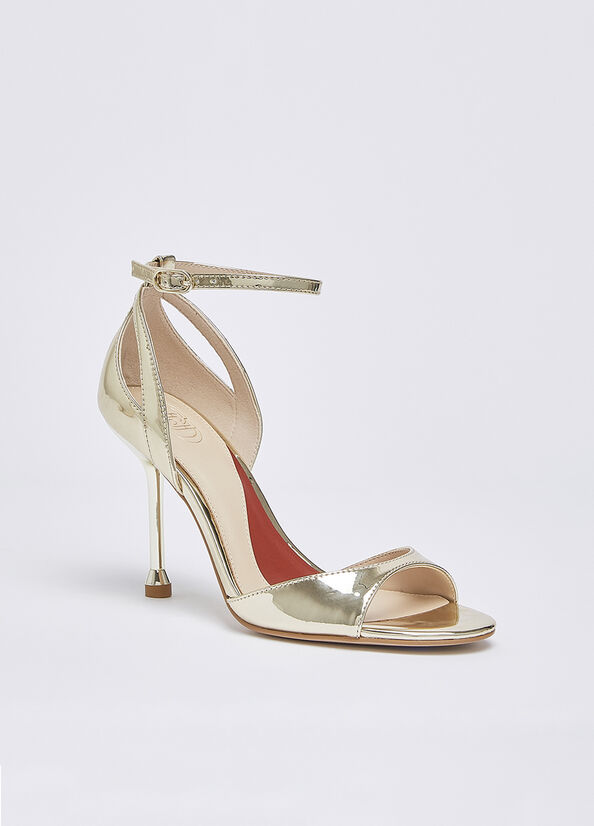 Sandali con tacco laminati a specchio