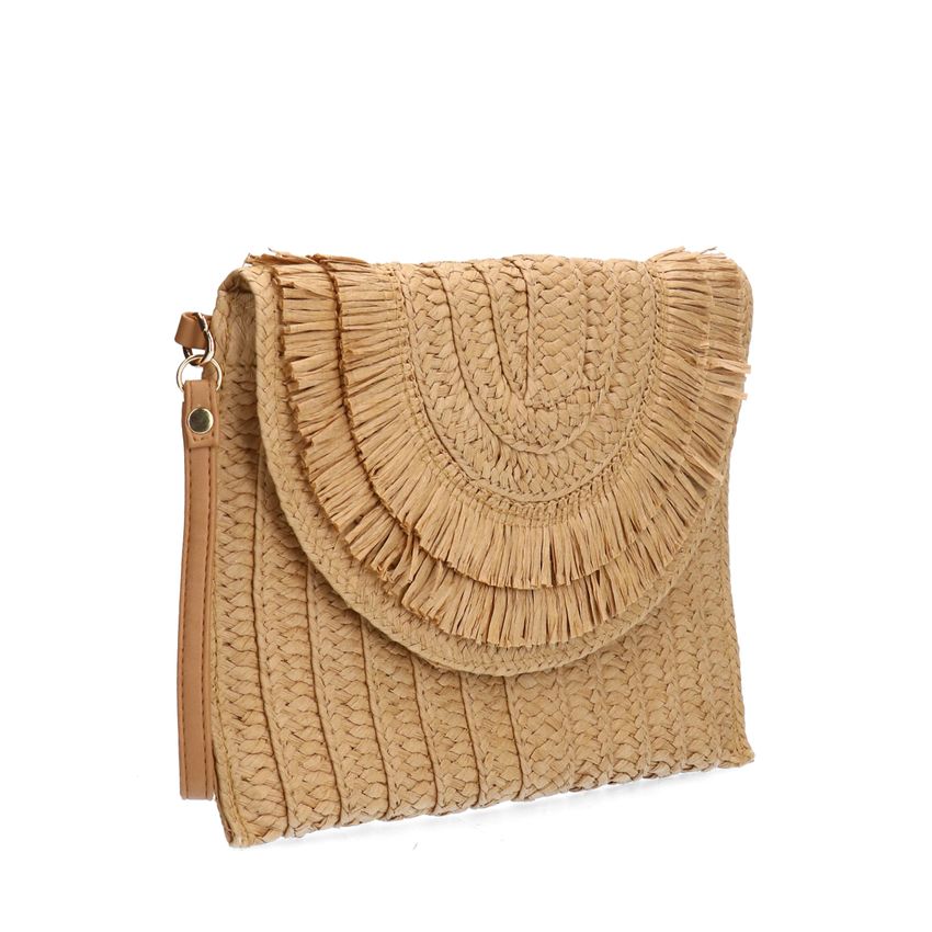 Manfield Beige raffia schoudertas