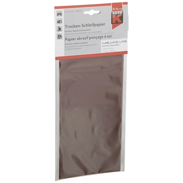 Schleifpapier, für Holz, Metall, Kunststoff, rot