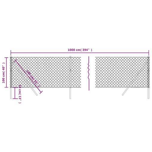 NNEVL Chain Link Fence Green 1x10 m