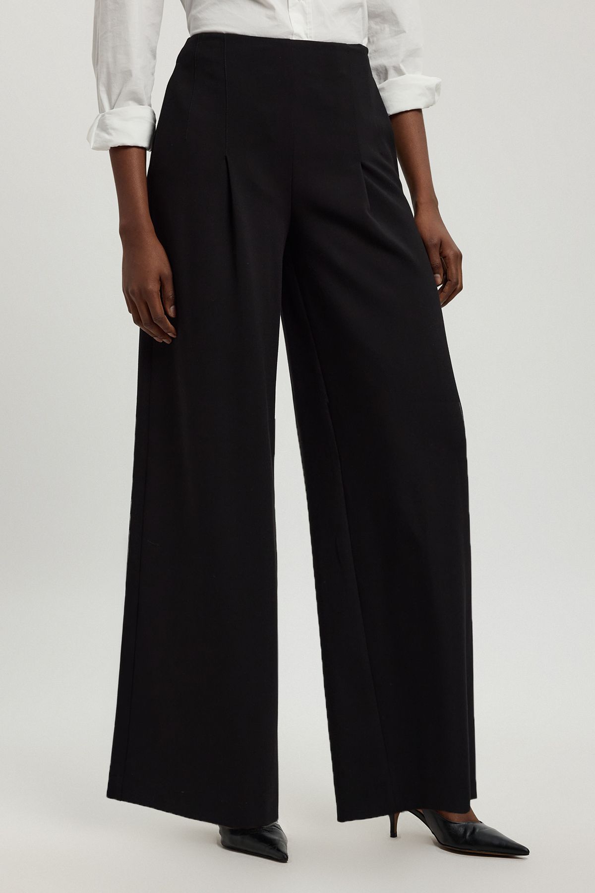 KarenMillen Petite Compact Stretch Essential Wide Leg Tailored Trouser