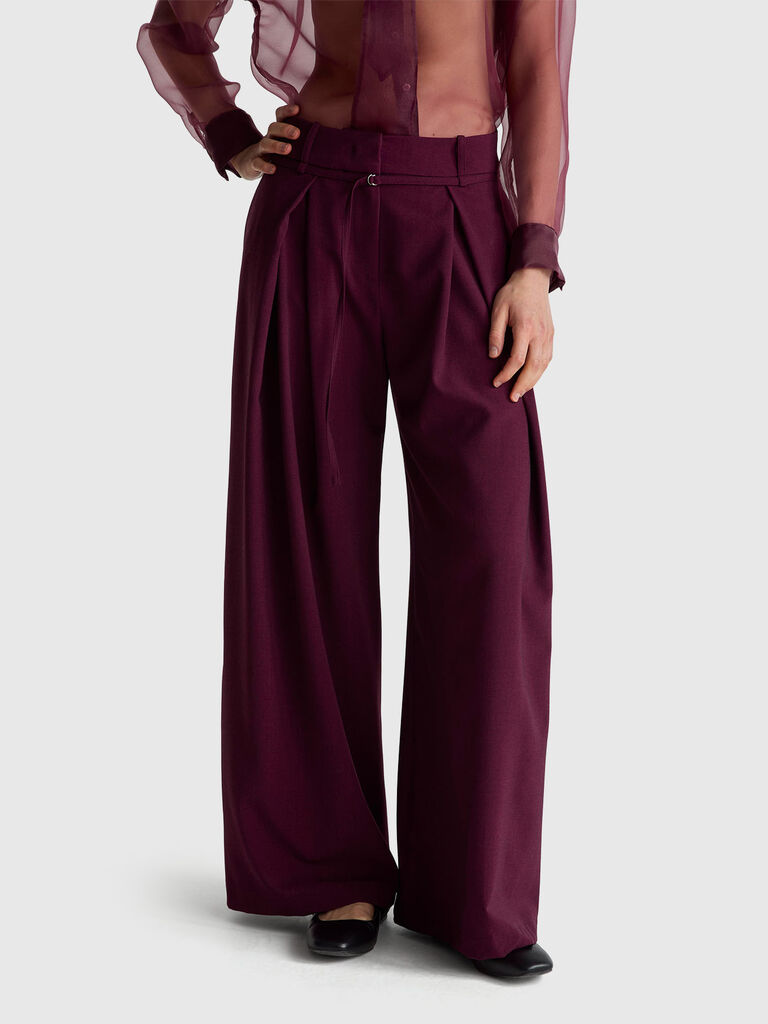 Wide fit flannel trousers