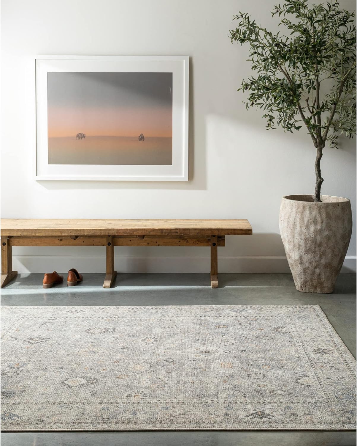Livabliss x Becki Owens Davina Damask Area Rug , 7'10 x 10', Light Grey