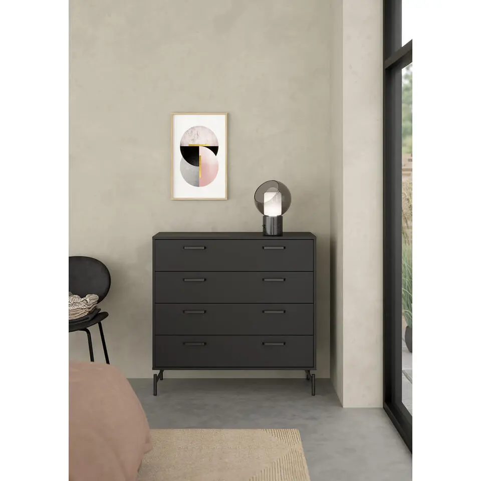 Ladekast Zwart - 99x40x96cm - Dana