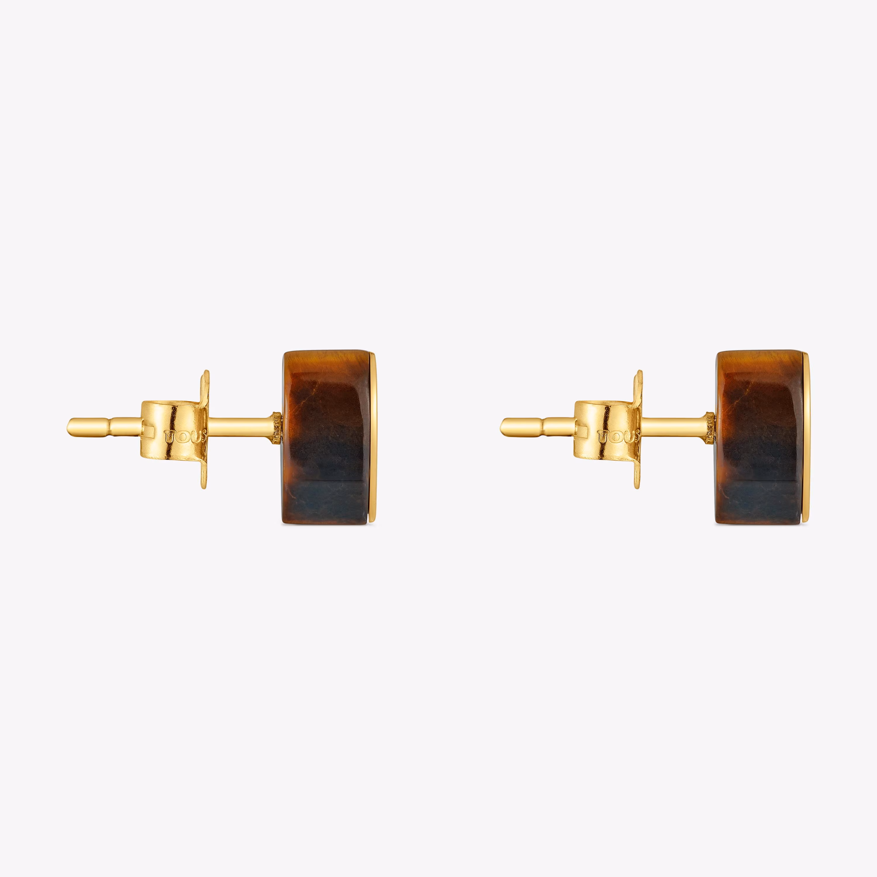 Pendientes corazón de oro y ojo de tigre TOUS 1950