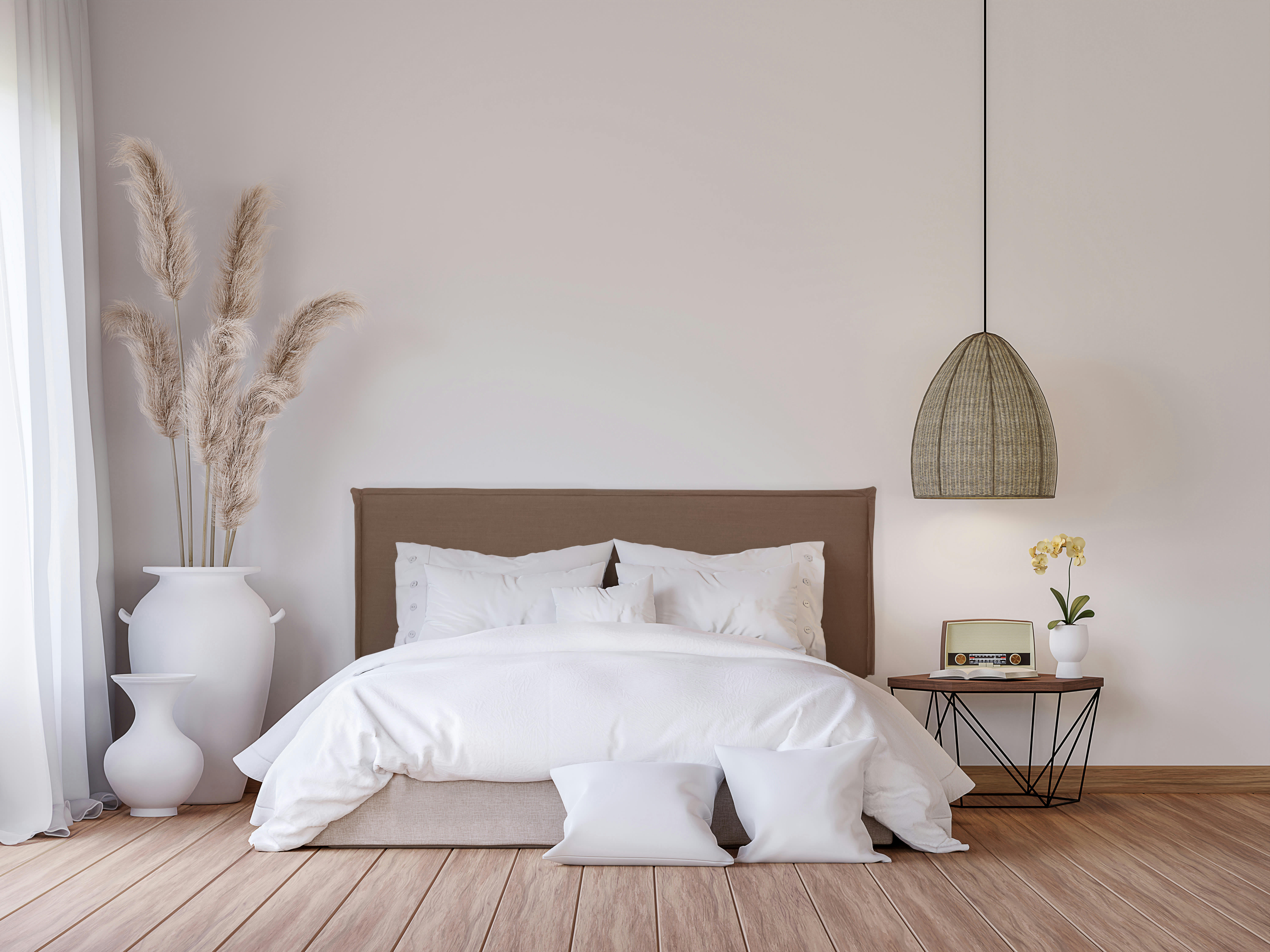 EDMOND - Tête de lit tapissée en tissu 100% lin marron 145x100cm