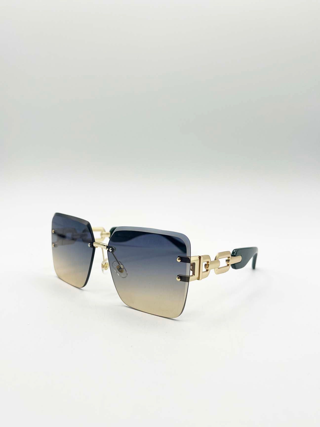 SVNX Rimless Oversized Square Sunglassses