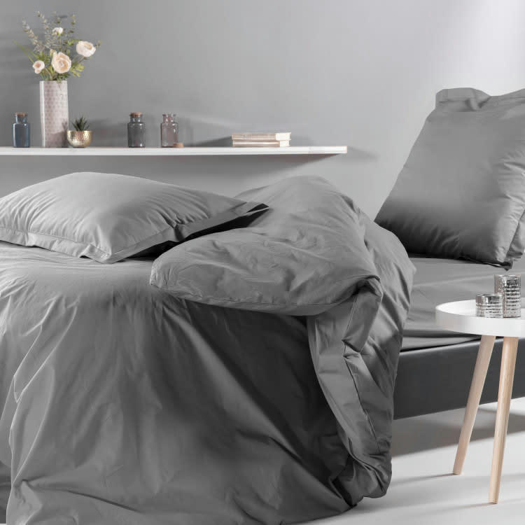 PERCALE MONTELEONE - Drap housse en Coton Anthracite 2x90x200 cm