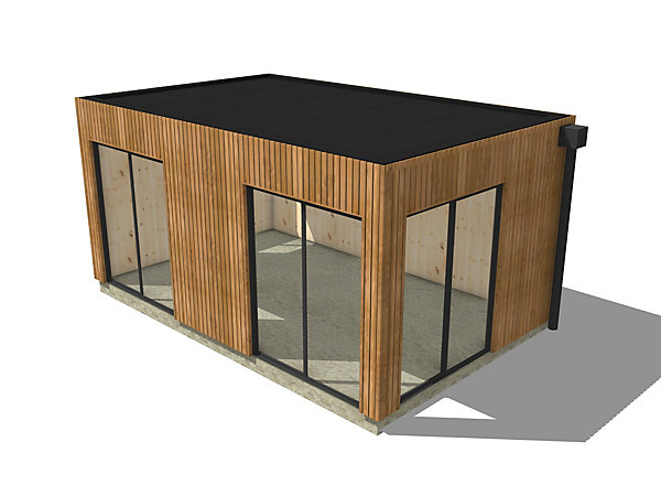 Annexe de jardin sans permis en bois 5,5 x 3,5 x 2,7 m / menuiseries alu k-line