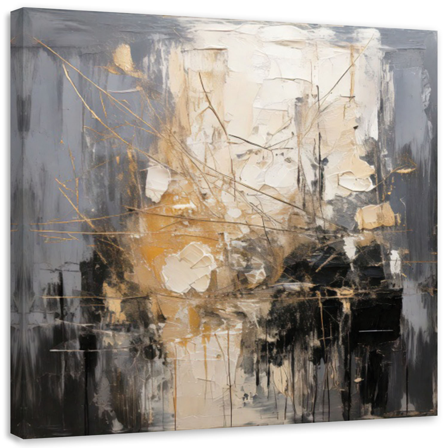Feeby Obraz, Abstrakcja Technika Impasto Szarość 30x30