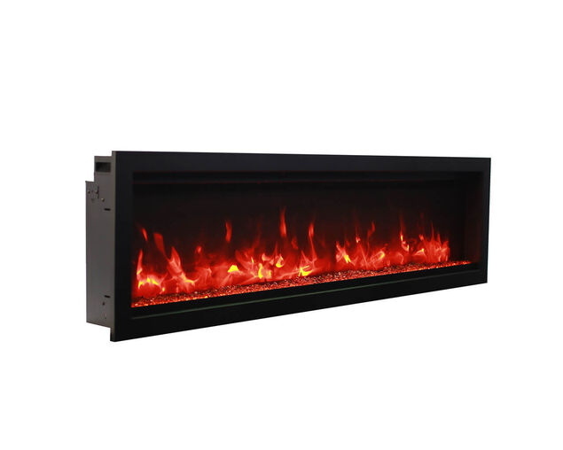 Amantii Smart 88" Clean face Electric Built-in with log and glass, black steel surround