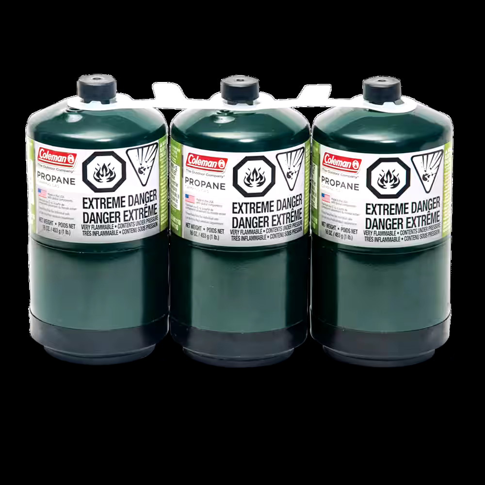Coleman Propane Gas Cylinder/Canister, Fuel For Camping Stoves, Lanterns & Heaters, 16-oz, 3-pk
