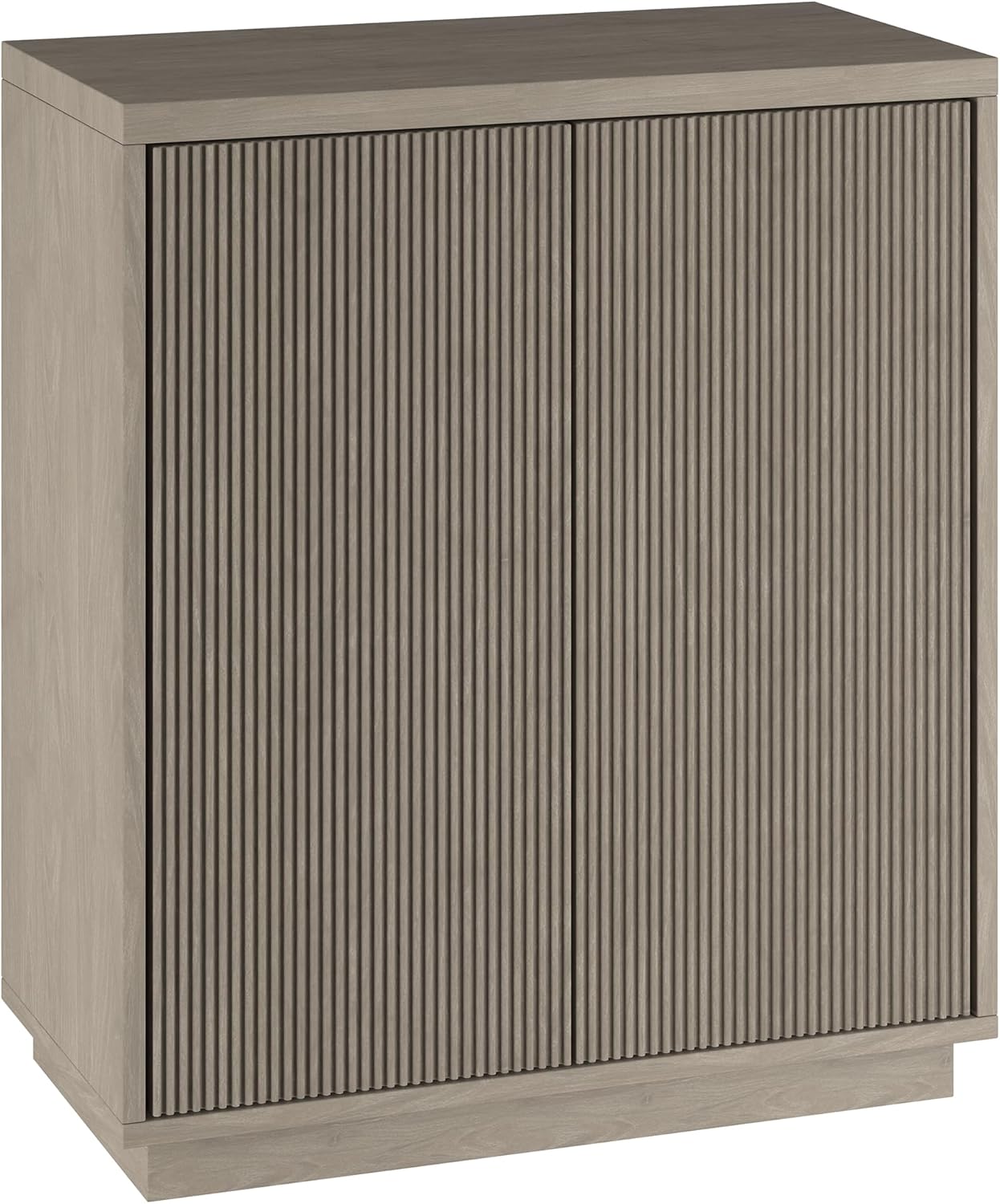 Henn&Hart 28 Fluted Wooden Accent Cabinet, Ribbed Modern Sideboard Buffet Cabinet with 2 Doors and an Adjustable Shelf for Living Room, Dining Room, Bedroom or Entryway, Weathered Gray