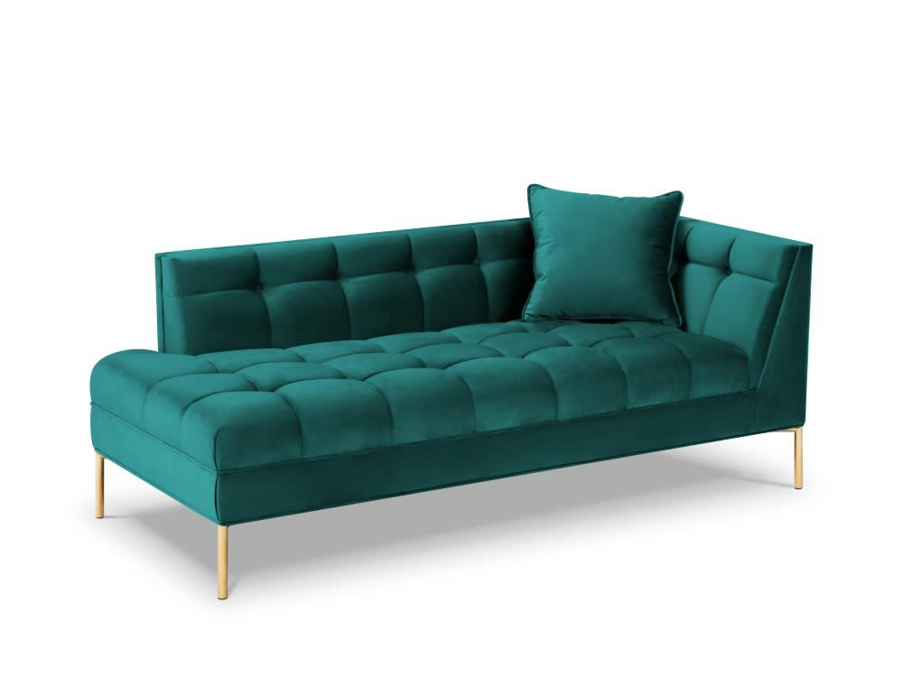 KAROO - Méridienne gauche velours turquoise