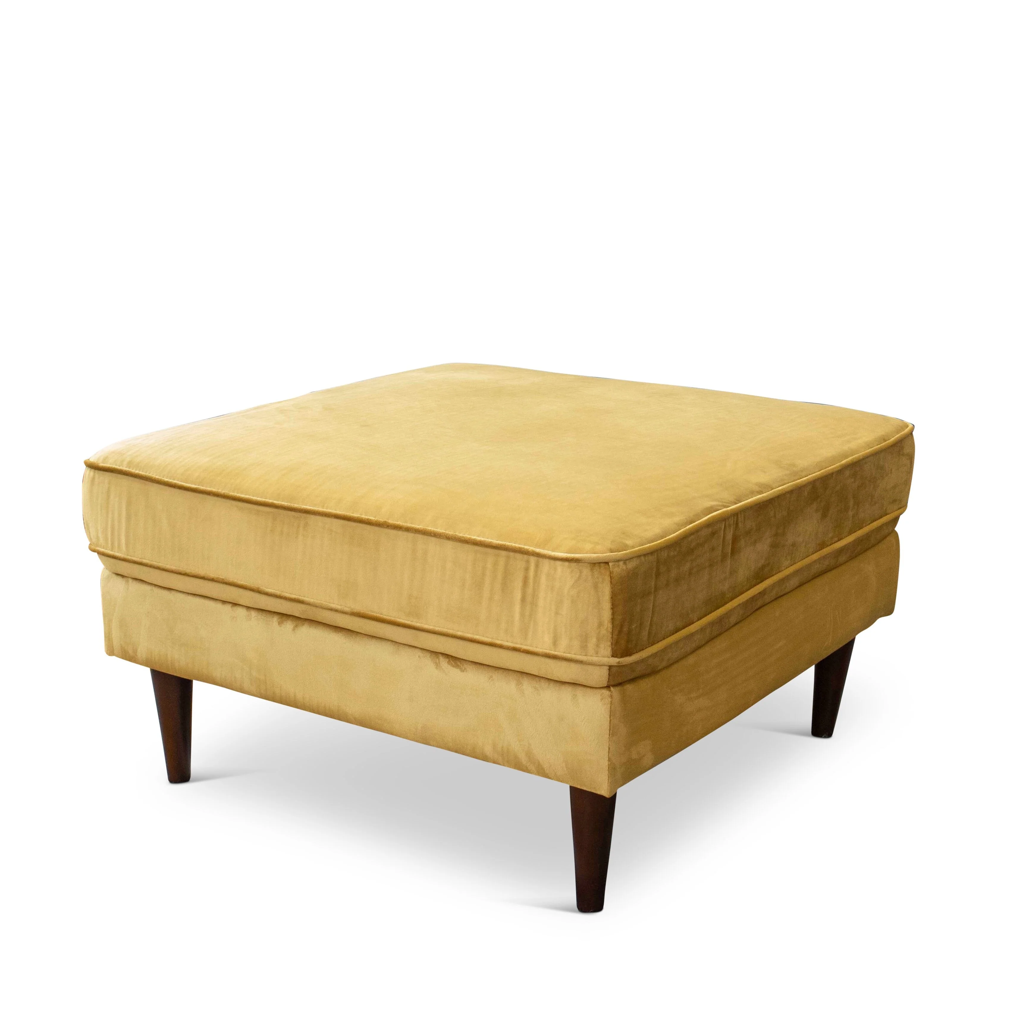 Flavia Mid-Century Modern Square Velvet Ottoman